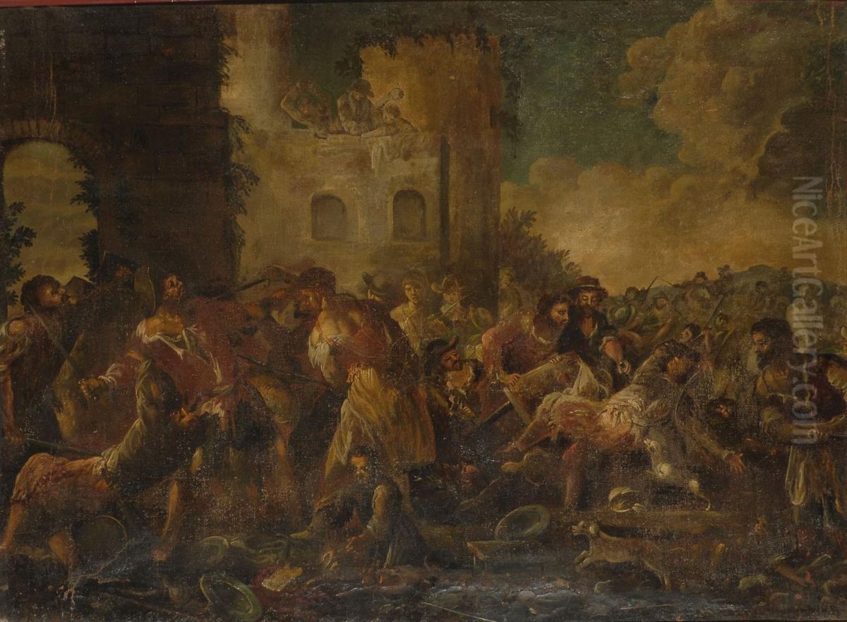 Battaglia Oil Painting by Giovanni Michele Graneri