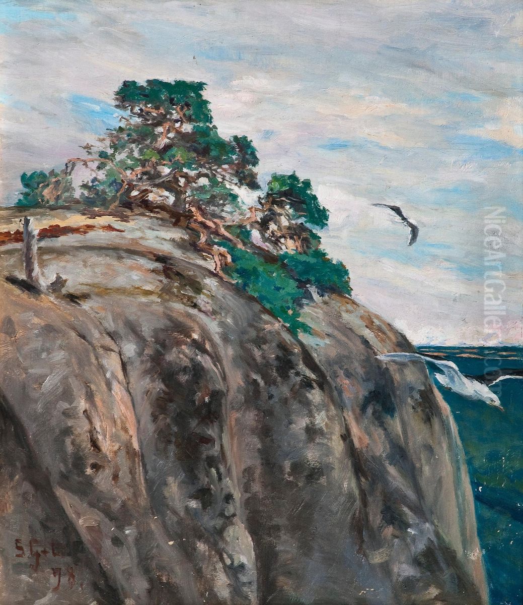Pine On A Rock Oil Painting by Sigrid Granfelt