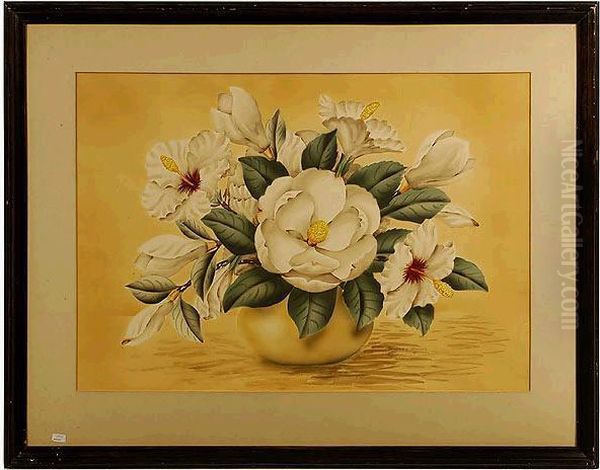 Still Life Of Magnolia And Hibiscus. Oil Painting by Shirrell Watson Graves