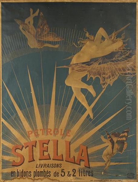 Petrole Stella Livaisons En Bidons De 5 & 2 Litres. Paris:courmont Freres C. 1897, Approx 98cm By 128cm Oil Painting by Henri (Boulanger) Gray