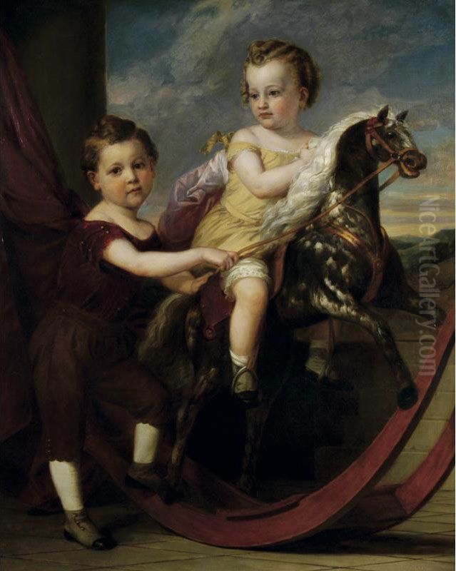 Double Portrait Of Walter And Charles Francis Beebe Oil Painting by Henri Peters Gray