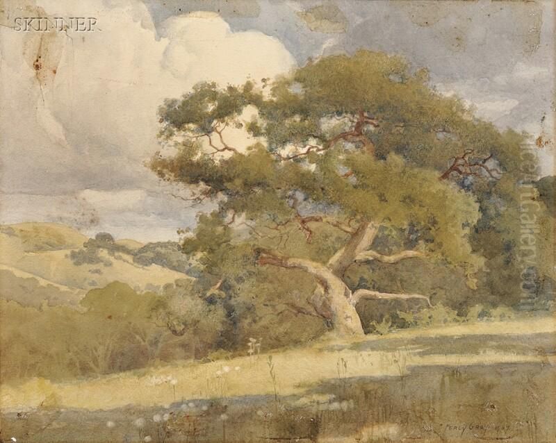 California Landscape With An Ancient Oak Oil Painting by Percy Gray