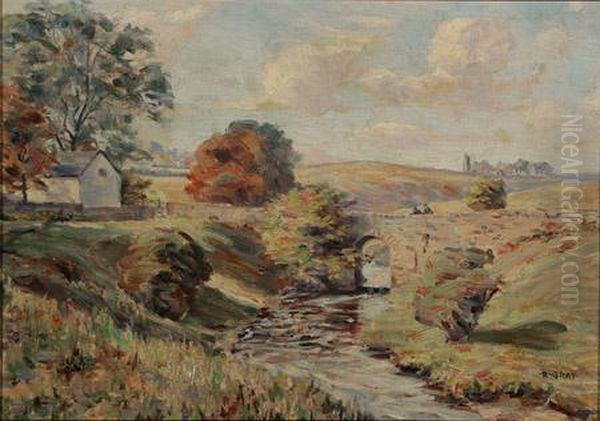 Countryside With Winding River Oil Painting by Ronald Gray