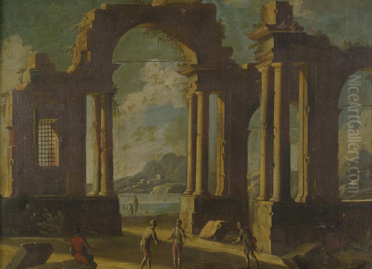 Capriccio Of Ruins Oil Painting by Gennaro Greco