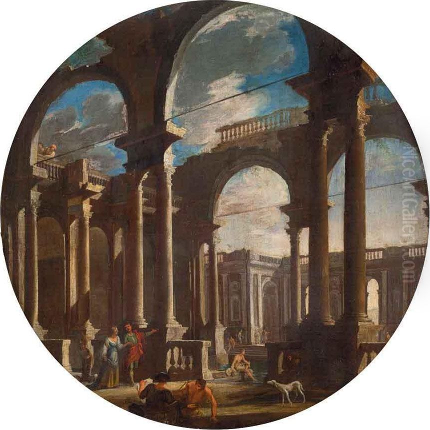 Capriccio Architettonico Con Figure Oil Painting by Gennaro Greco