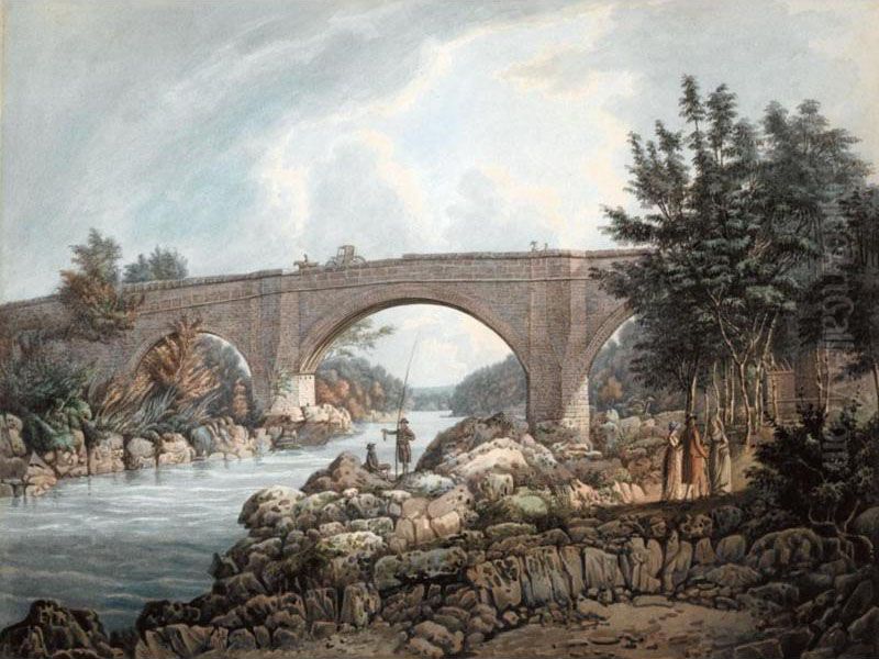 Devil's Bridge At Kirkby Lonsdale, Westmorland Oil Painting by William Green
