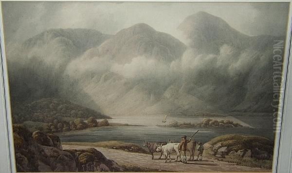 Crummock Water, Watercolour Over Traces Of Pencil Oil Painting by William Green