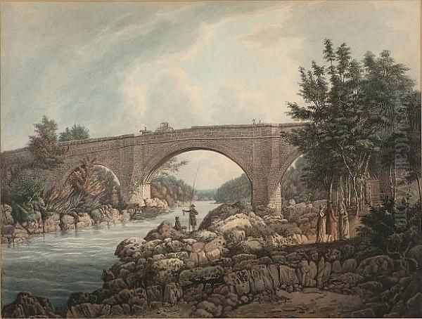 The Bridge At Kirby Lonsdale, Westmoreland Oil Painting by William Green