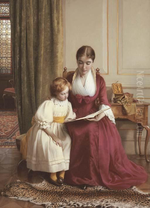 The Reading Lesson Oil Painting by Richard Crafton Green