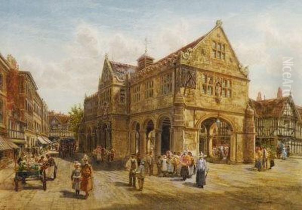 The Old Market Square, Shrewsbury Oil Painting by Thomas Greenhalgh