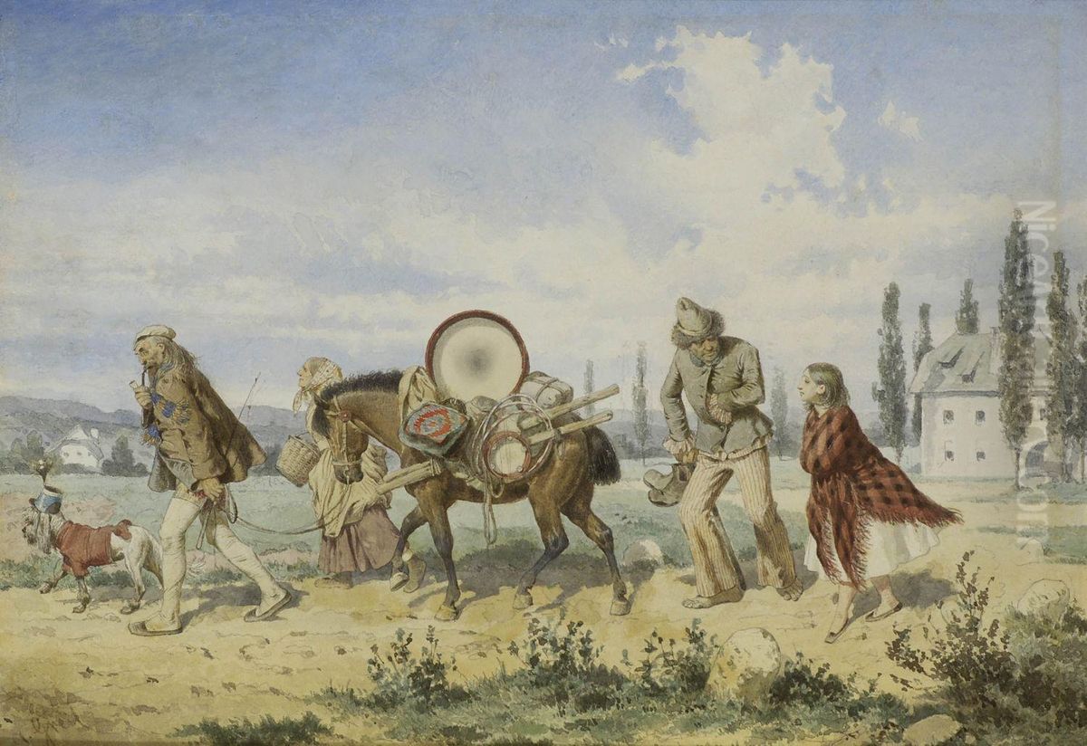 Fahrende Musikanten Oil Painting by Alois Greil