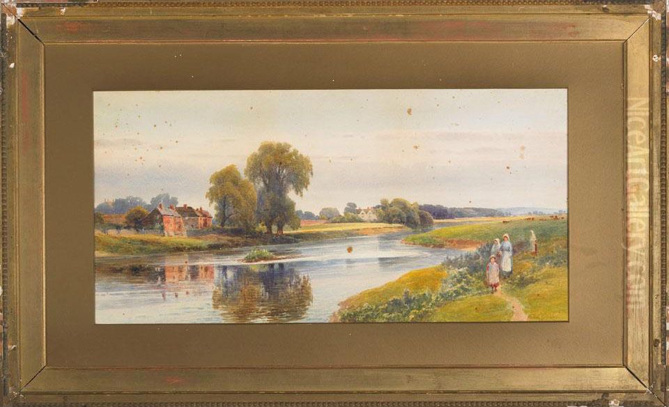 Women And Child By A River Oil Painting by Frank Gresley