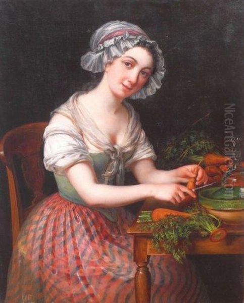 L'eplucheuse De Carottes. Oil Painting by Gabriel Gresly