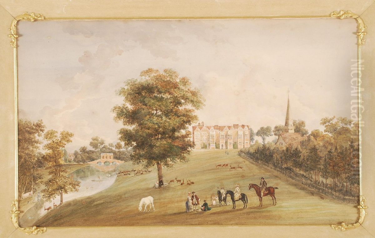Ther Manor Seat Of Stoke Pogeys, Buckinghamshire Oil Painting by Moses Griffiths