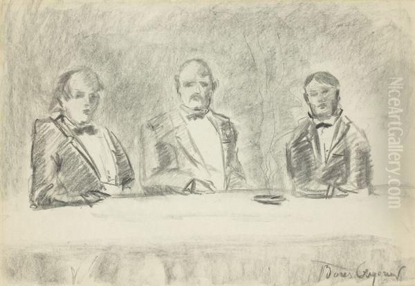 A Table Oil Painting by Boris Dmitrievich Grigoriev