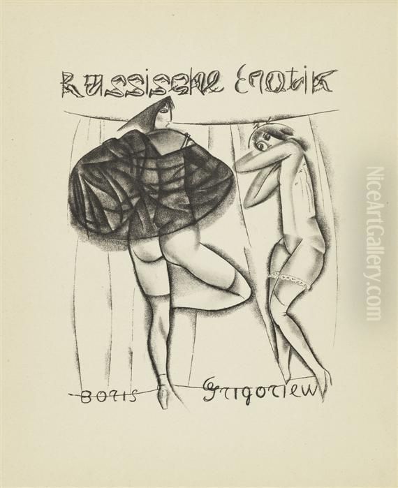 Russian Erotic Art Oil Painting by Boris Dmitrievich Grigoriev