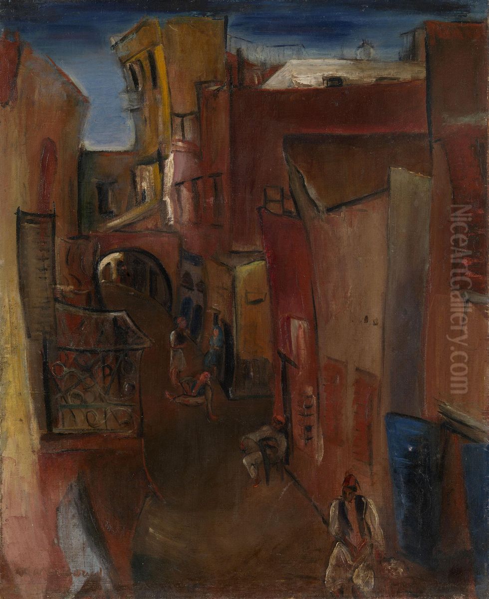 View Of A Moroccan Street Oil Painting by Boris Dmitrievich Grigoriev