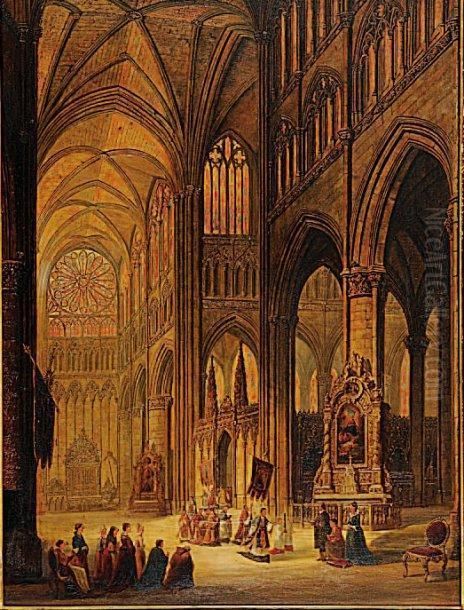 Interior Of The Cathedral Of Amiens Oil Painting by Henry C. Gritten