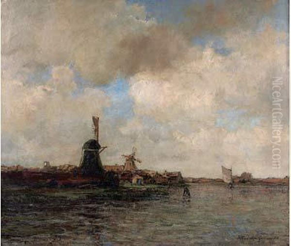 Soir D'ete En Hollande Oil Painting by Thomas Tadema Groeneveld