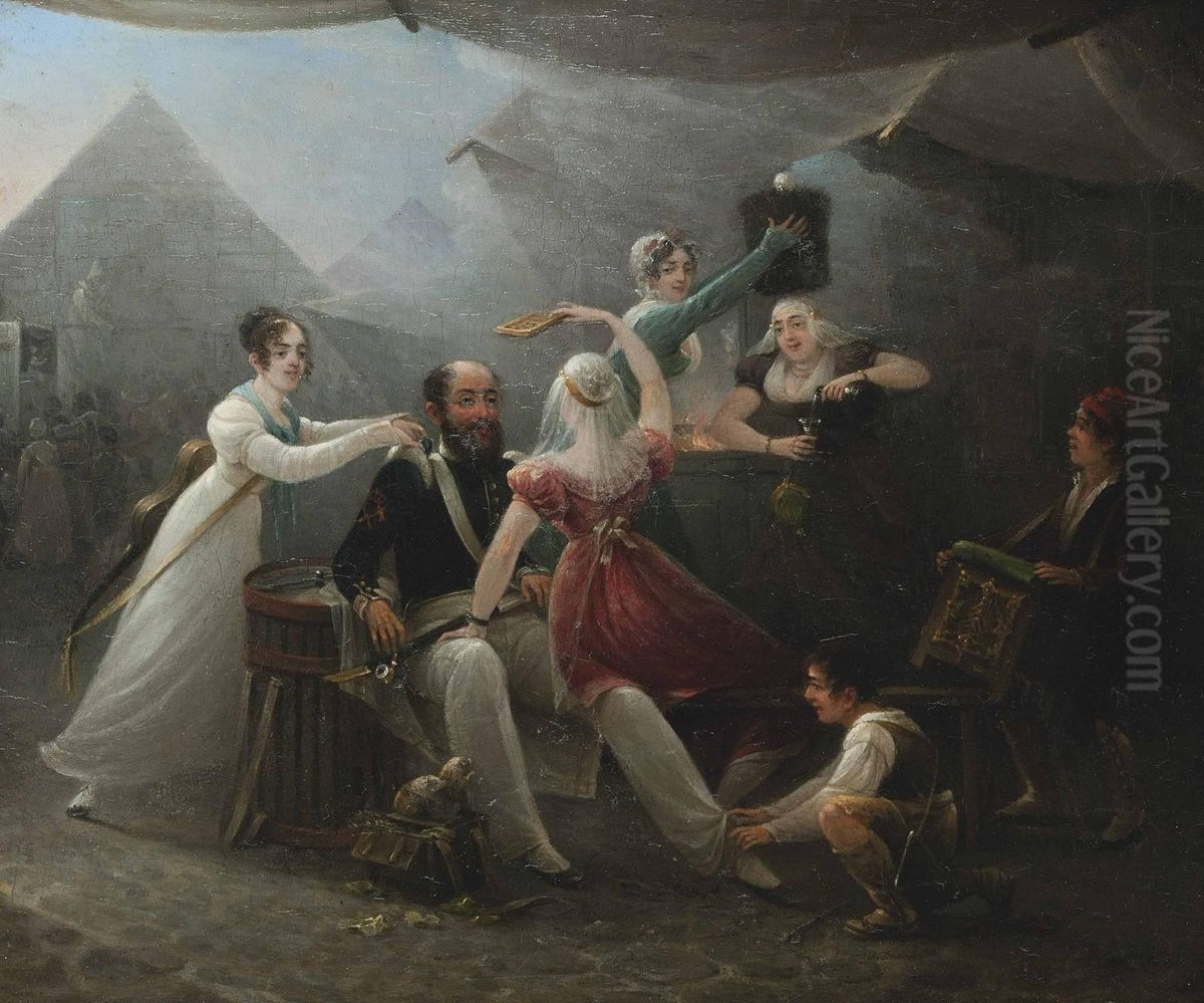 Pampering An Officer At The Fair Oil Painting by Petrus Groenia