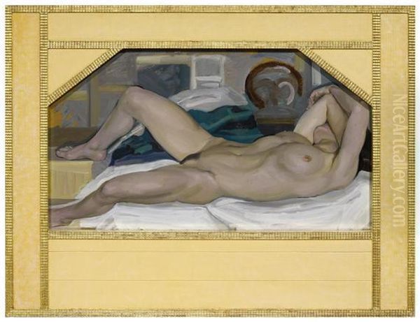 Reclining Nude. Oil Painting by Hermann Grom-Rottmayer