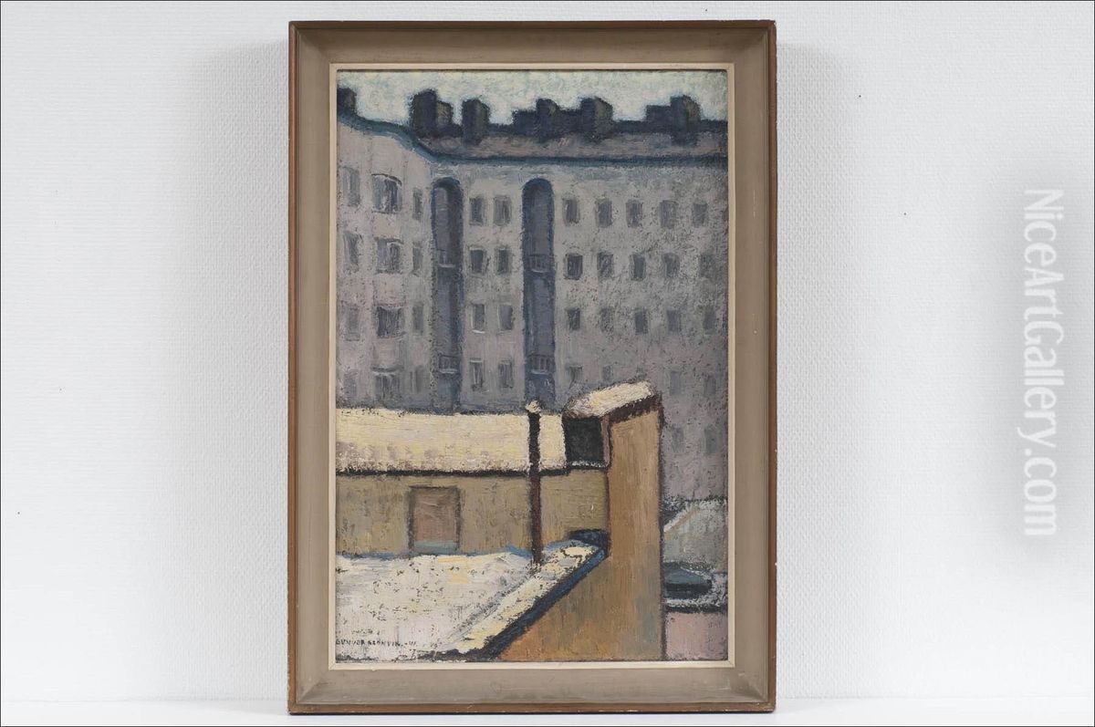 Takapiha - Bakgard Oil Painting by Gunvor Gronvik