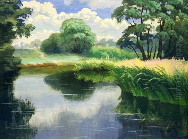 The Reflection At Water Oil Painting by Hugo Karlis Grotus