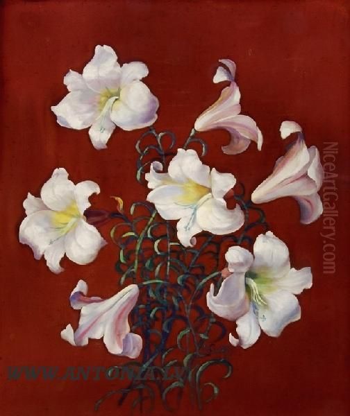 Lilies Oil Painting by Hugo Karlis Grotus