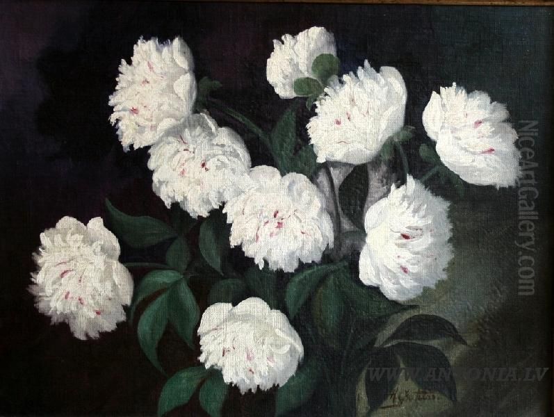 Peony Oil Painting by Hugo Karlis Grotus