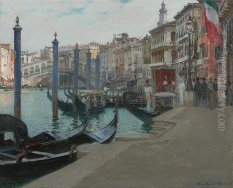 Wedding Day, Rialto Bridge Oil Painting by Oliver Dennett Grover