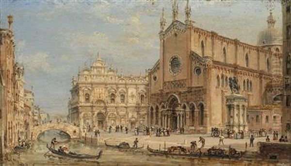 View Of The Piazza San Giovanni Et Paolo Oil Painting by Giovanni Grubacs