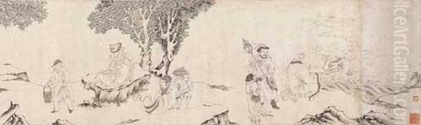 Portrait Of Ying Zhen Oil Painting by Ding Guanpeng