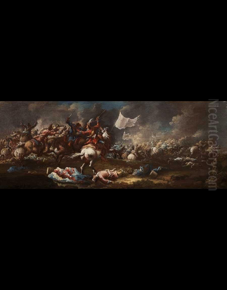 Coppia Di Battaglie Oil Painting by Giovanni Antonio Guardi