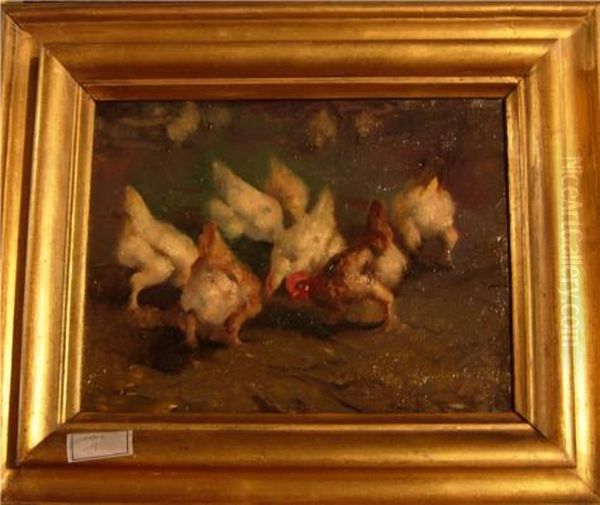 Galline Oil Painting by Giovanni Guarlotti