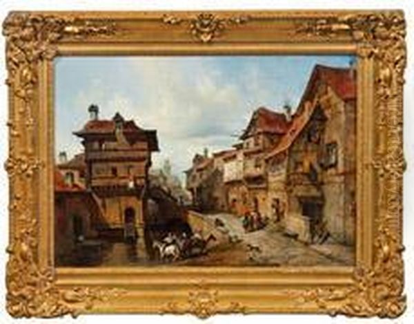 Pittoreske Strasenszenein Ulm Oil Painting by Julien-Michel Gue