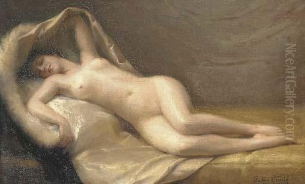 A Reclining Nude Oil Painting by Gaston Guedy