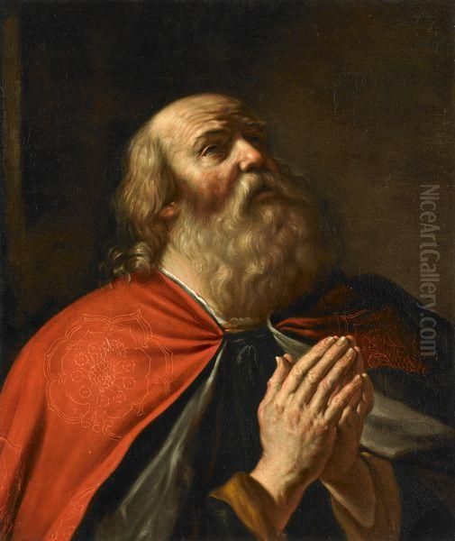 Le Roi David En Priere Oil Painting by Giovanni Francesco Barbieri