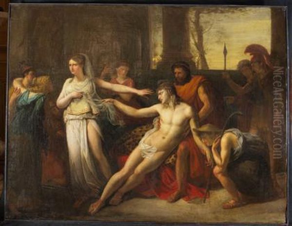 Helen And Paris Oil Painting by Baron Pierre-Narcisse Guerin