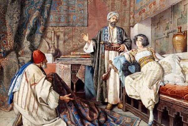 The Carpet Seller Oil Painting by Giuseppe Guidi