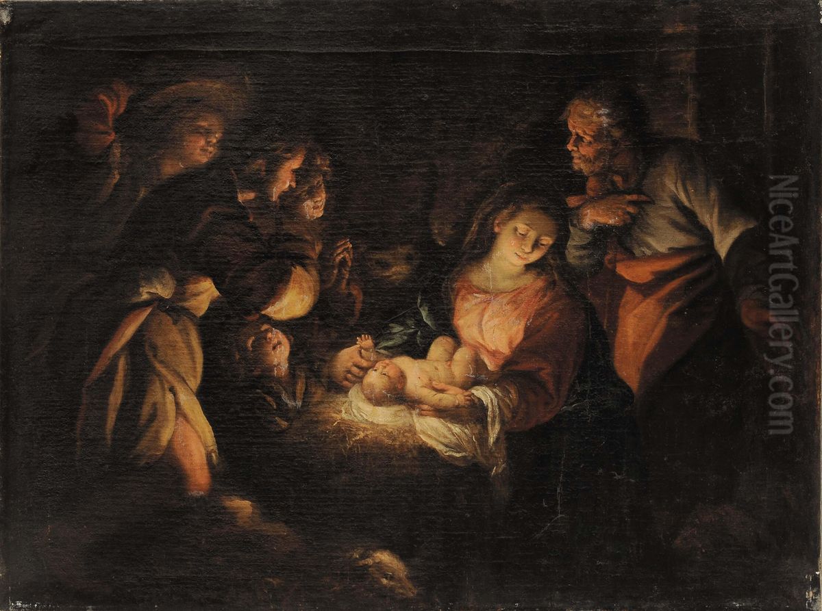 AdorazioneDei Pastori Oil Painting by Domenico Guidobono