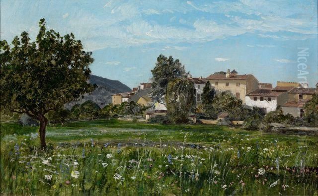 Vue De Lourmarin Oil Painting by Paul-Camille Guigou