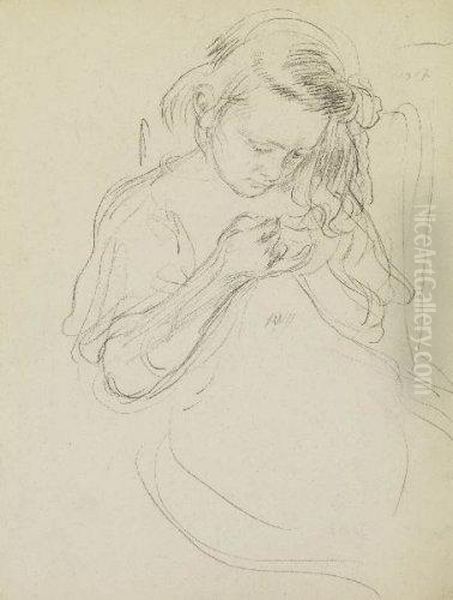 Jeune Fille Oil Painting by Francois Joseph Guiguet