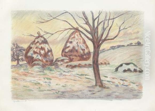 Paysage Aux Meules Oil Painting by Armand, Fils Guillaumin
