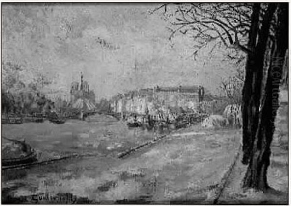 La Seine, Quai De La Rapee, Fevrier 1930 Oil Painting by Armand, Fils Guillaumin