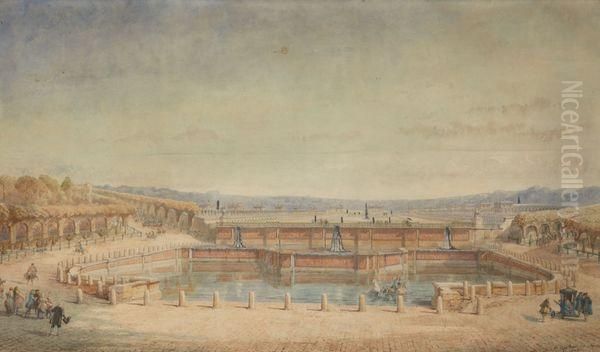 Perspective Des Jardins De Marly Oil Painting by Alexandre-Charles Guillemot