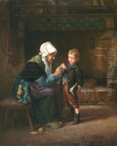 La Medaille D'honneur Oil Painting by Alfred Guillou