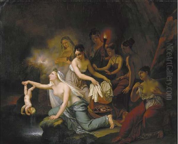 Achille Immerso Nello Stige Oil Painting by F. Guizel