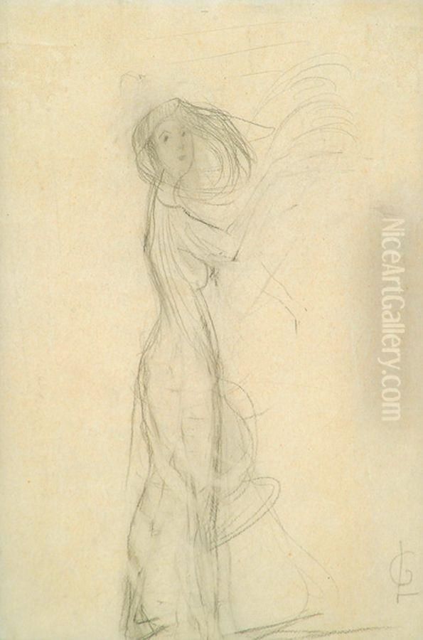 Lepelbe Burkolozott Noi Akt Oil Painting by Lajos Gulacsy