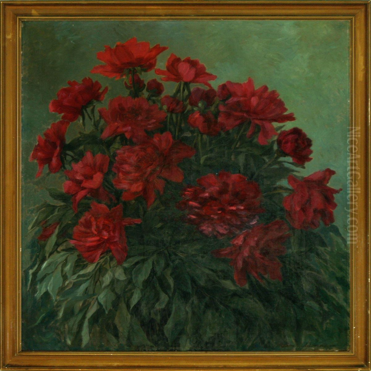 Red Peonies Oil Painting by Laura Buschard Guldbrandsen