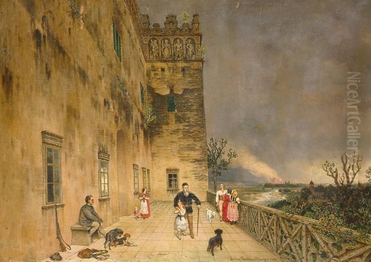 Felvideki Kastely Oil Painting by Gyula Gundelfinger